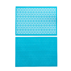 Breeze Block double-sided Woven Placemat-Turquoise-set of 4