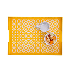 Breeze Block double-sided Woven Placemat-Yellow-set of 4