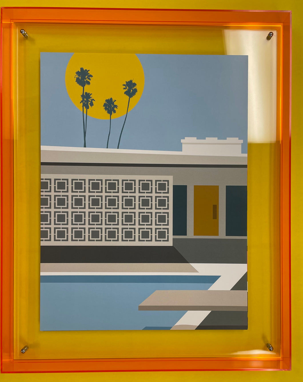 Levitate Acrylic Shadow Box Frame - Orange - Splash Print