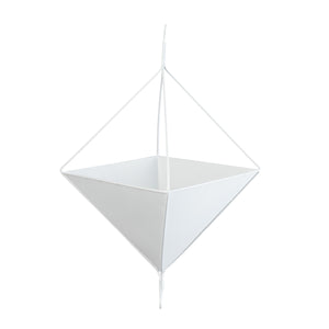 white geometric hanging planter Cascade Metal Hanging Planters - glossy white