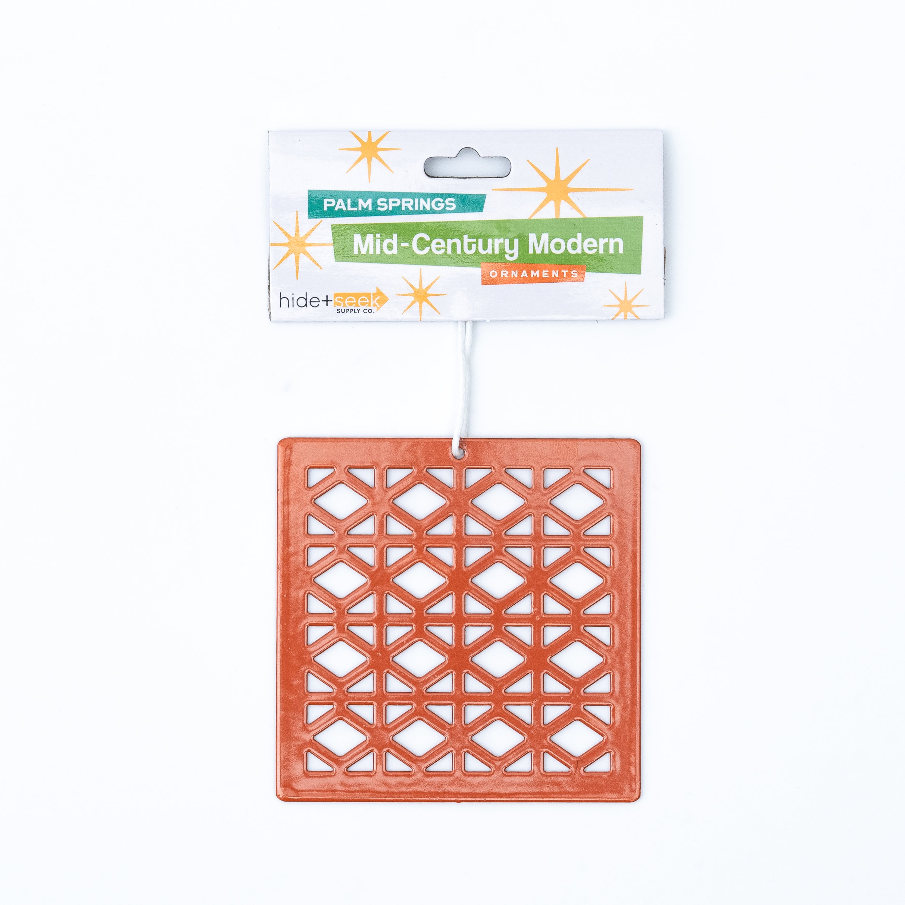 Breeze Block Metal Ornament- Cordova in orange - set of 4 – hide+