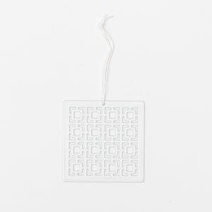 Breeze Block Metal Ornament- Vista Vue in white - set of 4