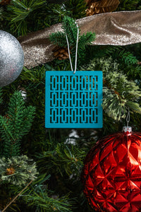 Breeze Block Metal Ornament- Granada in turquoise - set of 4