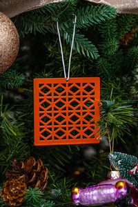 Breeze Block Metal Ornament- Cordova in orange - set of 4