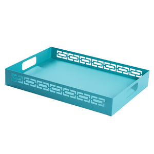 Breeze Block Metal Serving Tray + Stand Set-Turquoise