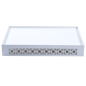 Breeze Block Metal Serving Tray + Stand Set-White