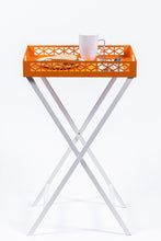 Breeze Block Metal Serving Tray + Stand Set-Orange
