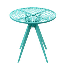 Breeze Block 19" Metal Round Patio Table-Turquoise