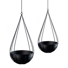 Raindrop Hanging Metal Planters-matte black-set of 2